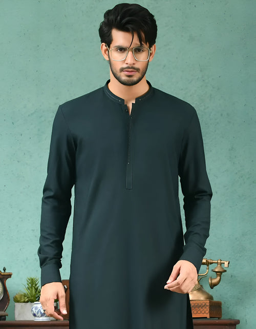 Men's Stitch Premium Dark Green Wash & Wear - Shalwar Kameez