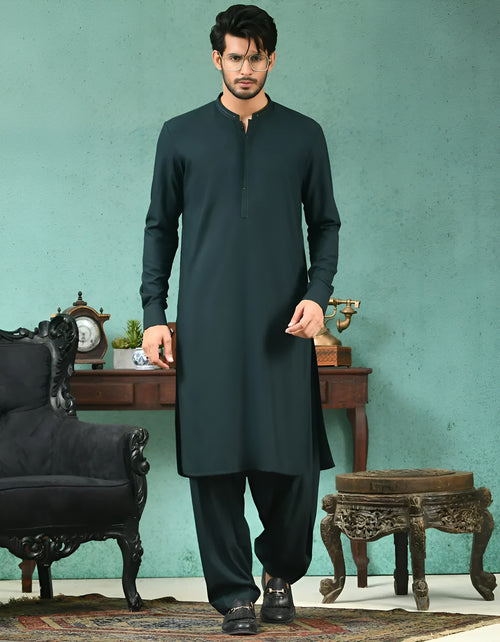 Men's Stitch Premium Dark Green Wash & Wear - Shalwar Kameez