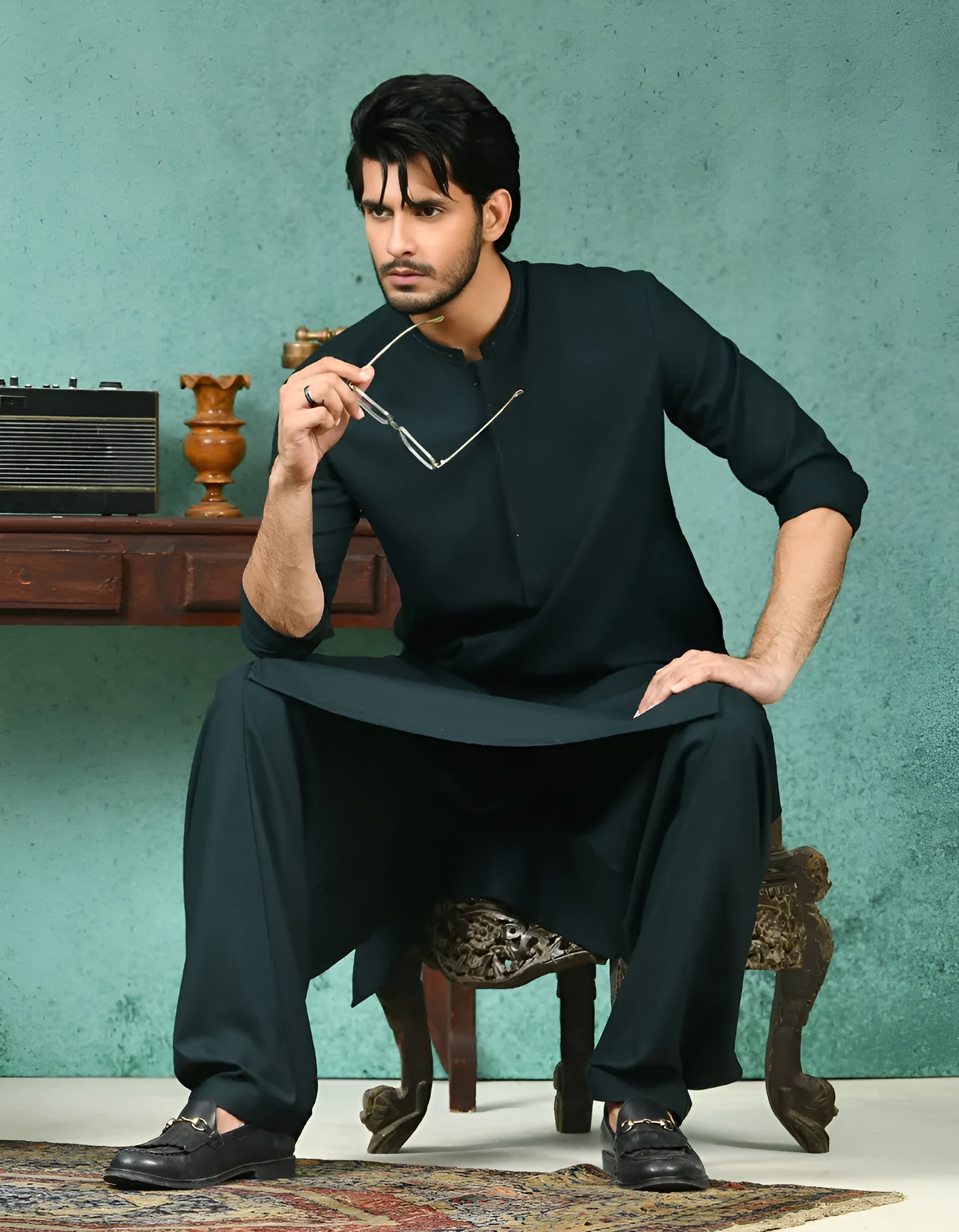 Men's Stitch Premium Dark Green Wash & Wear - Shalwar Kameez
