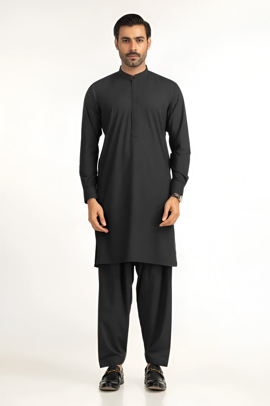 Men's Stitched Premium Black Arabian Boski Shalwar Kameez