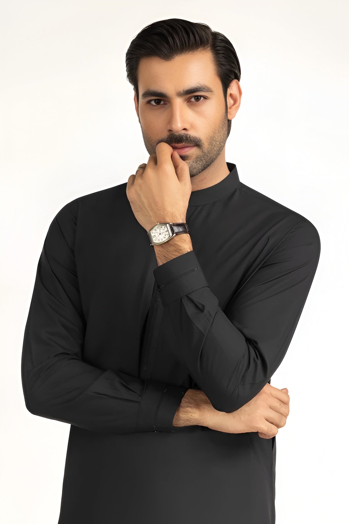 Men's Stitched Premium Black Arabian Boski Shalwar Kameez