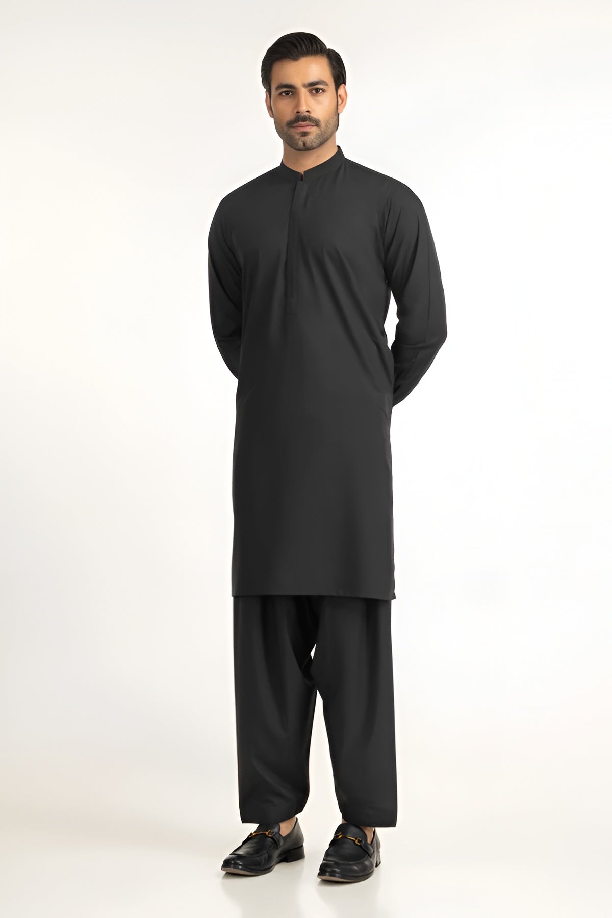 Men's Stitched Premium Black Arabian Boski Shalwar Kameez