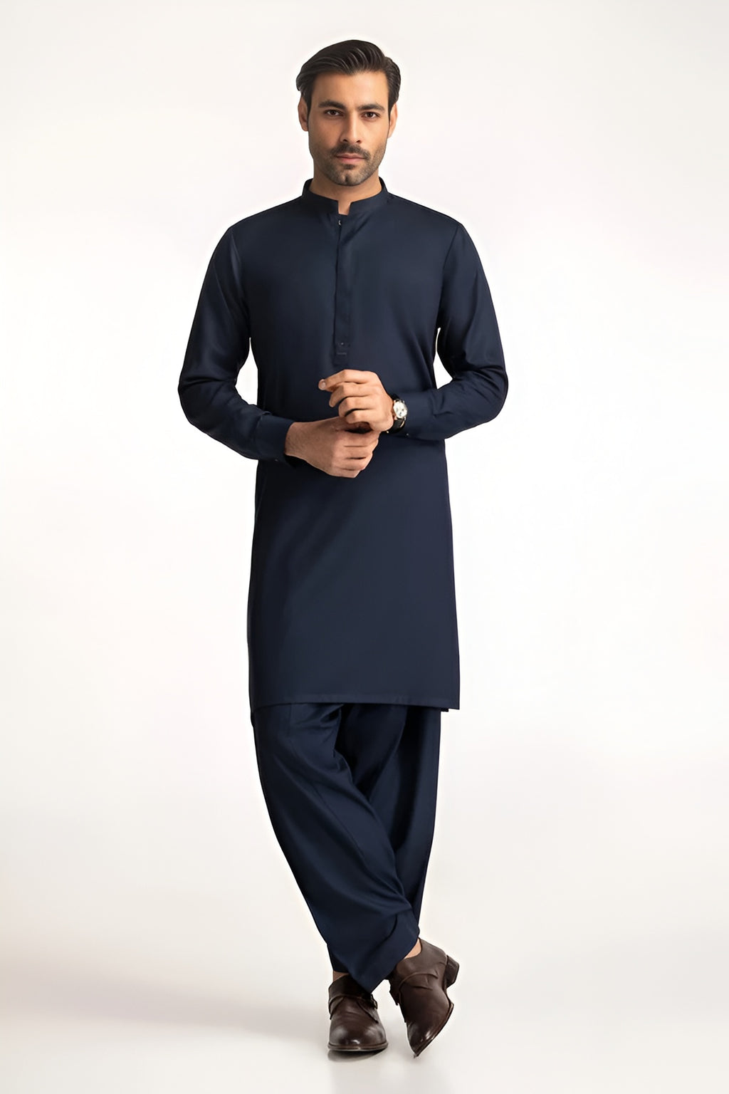 Men's Stitched Premium Navy Arabian Boski Shalwar Kameez