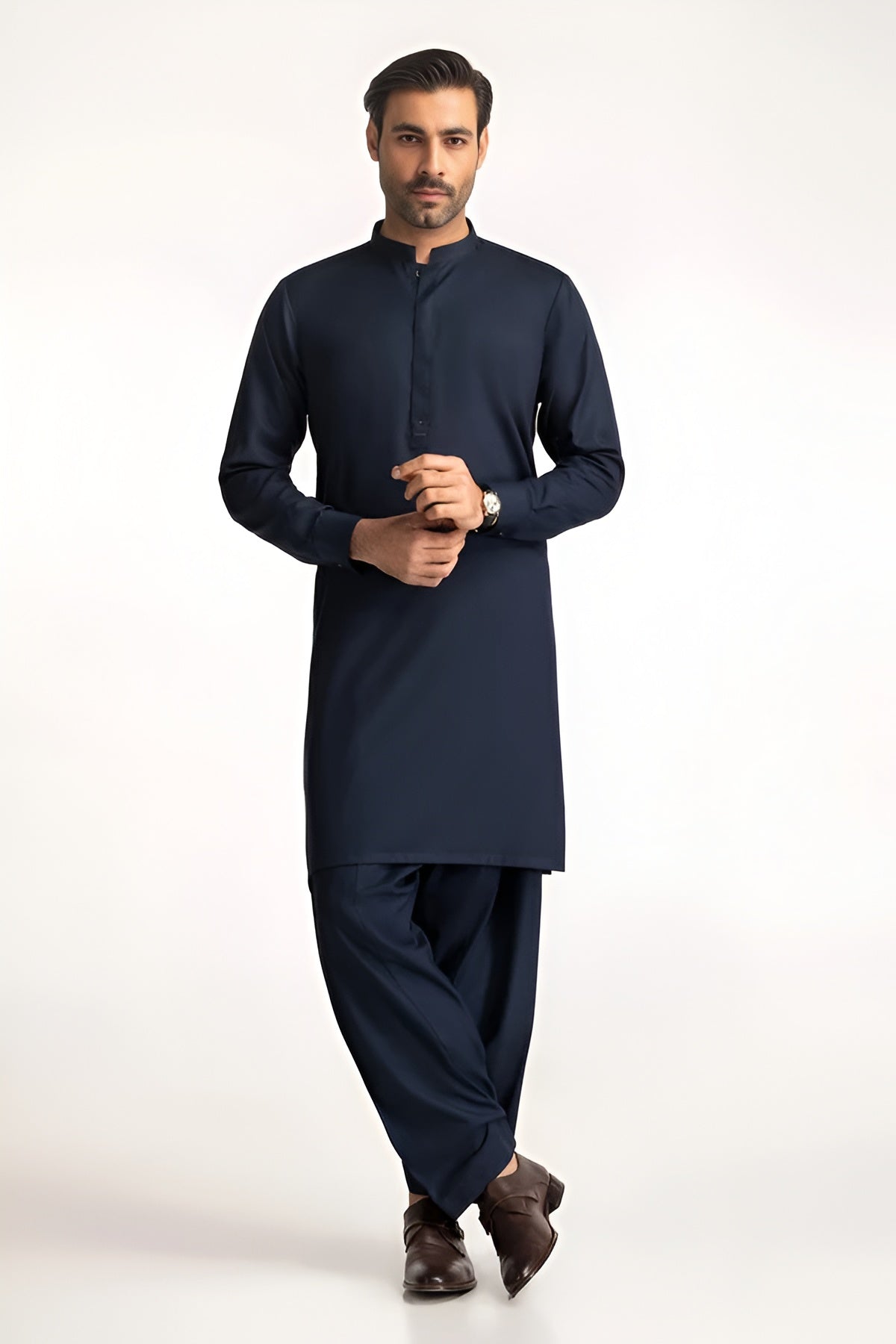 Men's Stitched Premium Navy Arabian Boski Shalwar Kameez