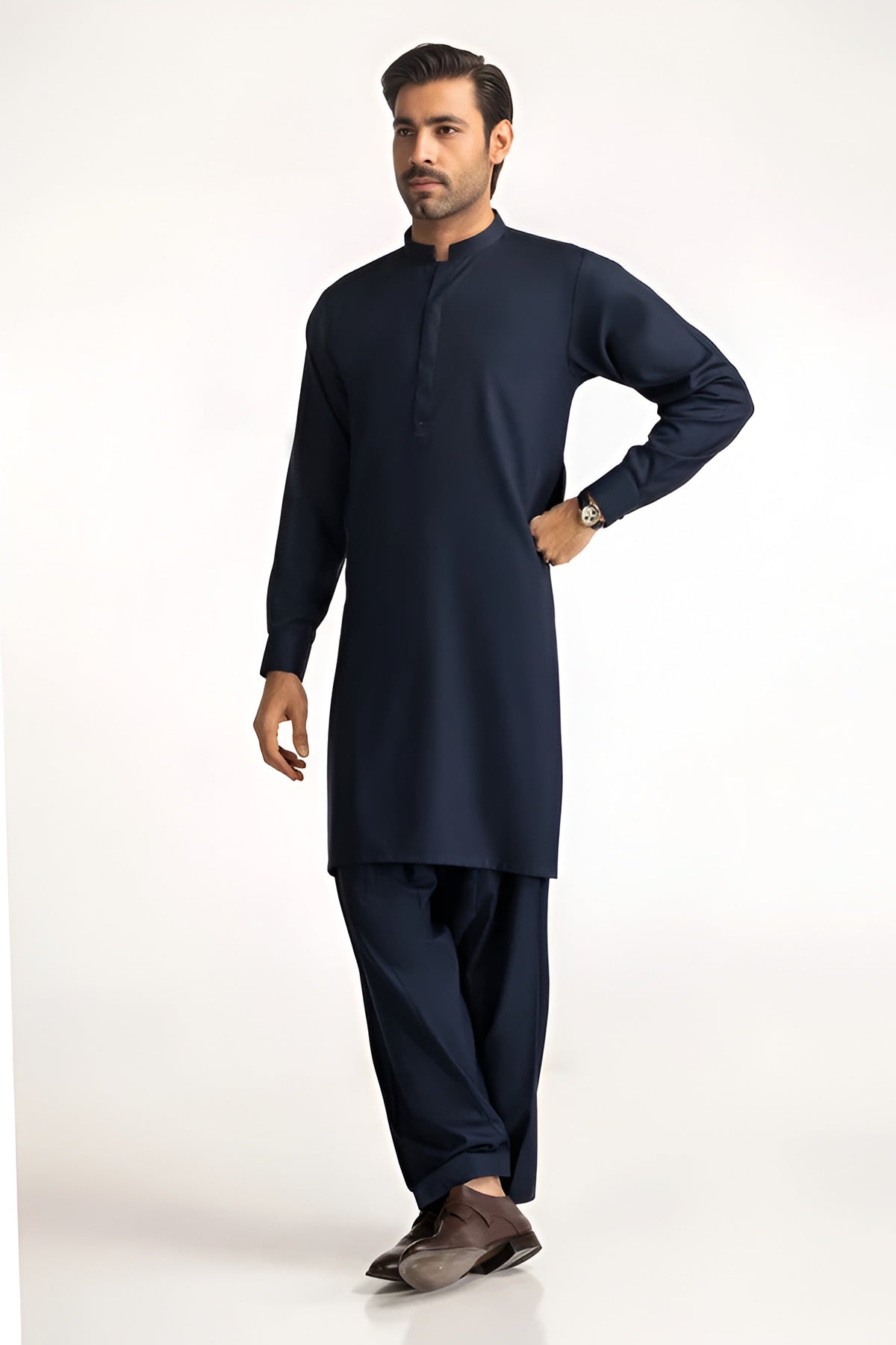 Men's Stitched Premium Navy Arabian Boski Shalwar Kameez